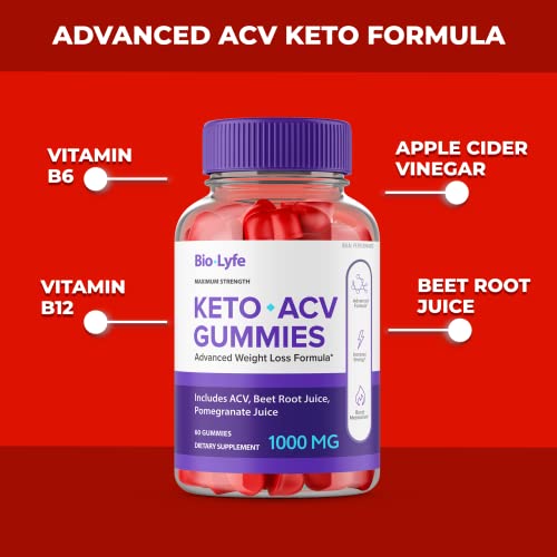 Biolyfe Keto + Gummies ACV – Maximum Strength Keto Supplement Gummies (5 Pack)
