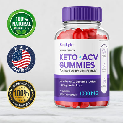 Biolyfe Keto + Gummies | ACV Keto Supplement Gummies – Maximum Strength (3 Pack) | All Natural Formula