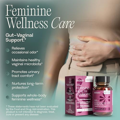 BIOMA Feminine Health Synbiotic – Probiotics, Cranberry & Tributyrin for Vaginal pH, Urinary & Digestive Support | 60 Capsules