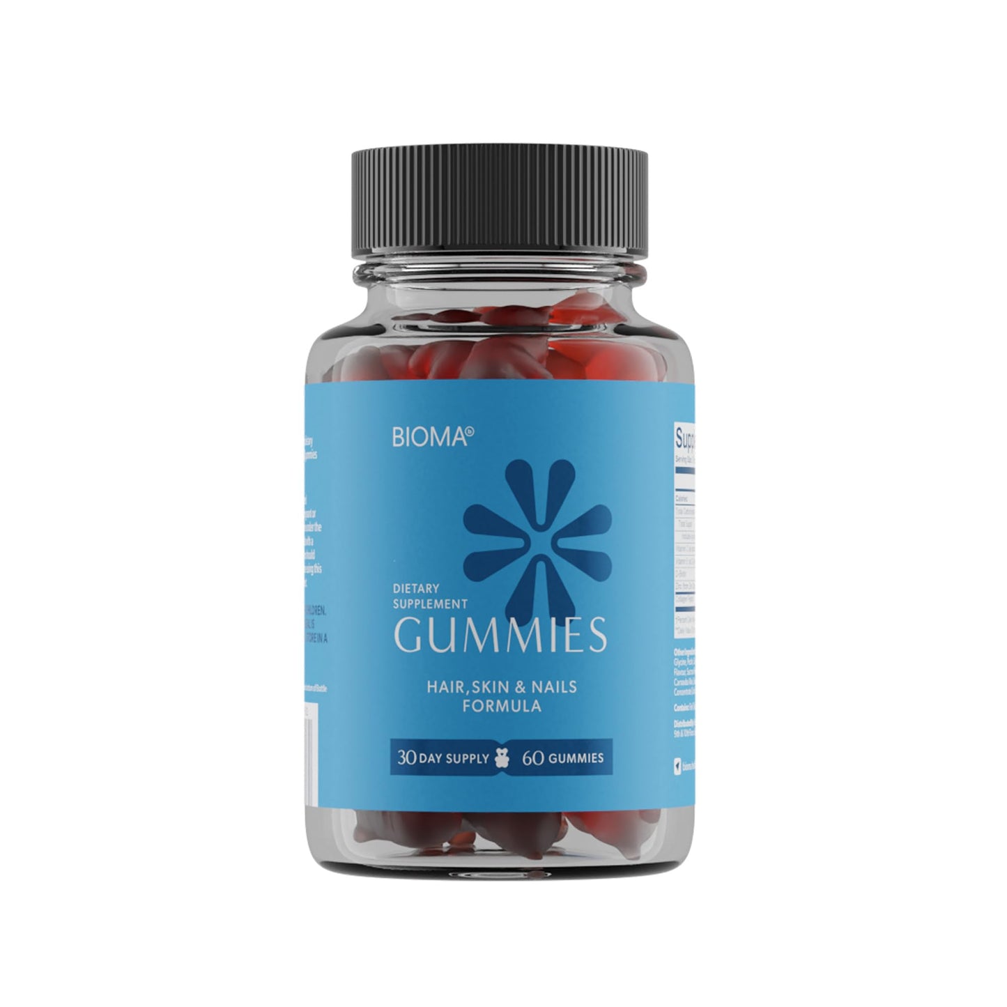 BIOMA Hair, Skin & Nails Beauty Gummies – Biotin, Collagen, Zinc & Vitamins C & E | Gluten-Free | 60 Gummies (30-Day Supply)