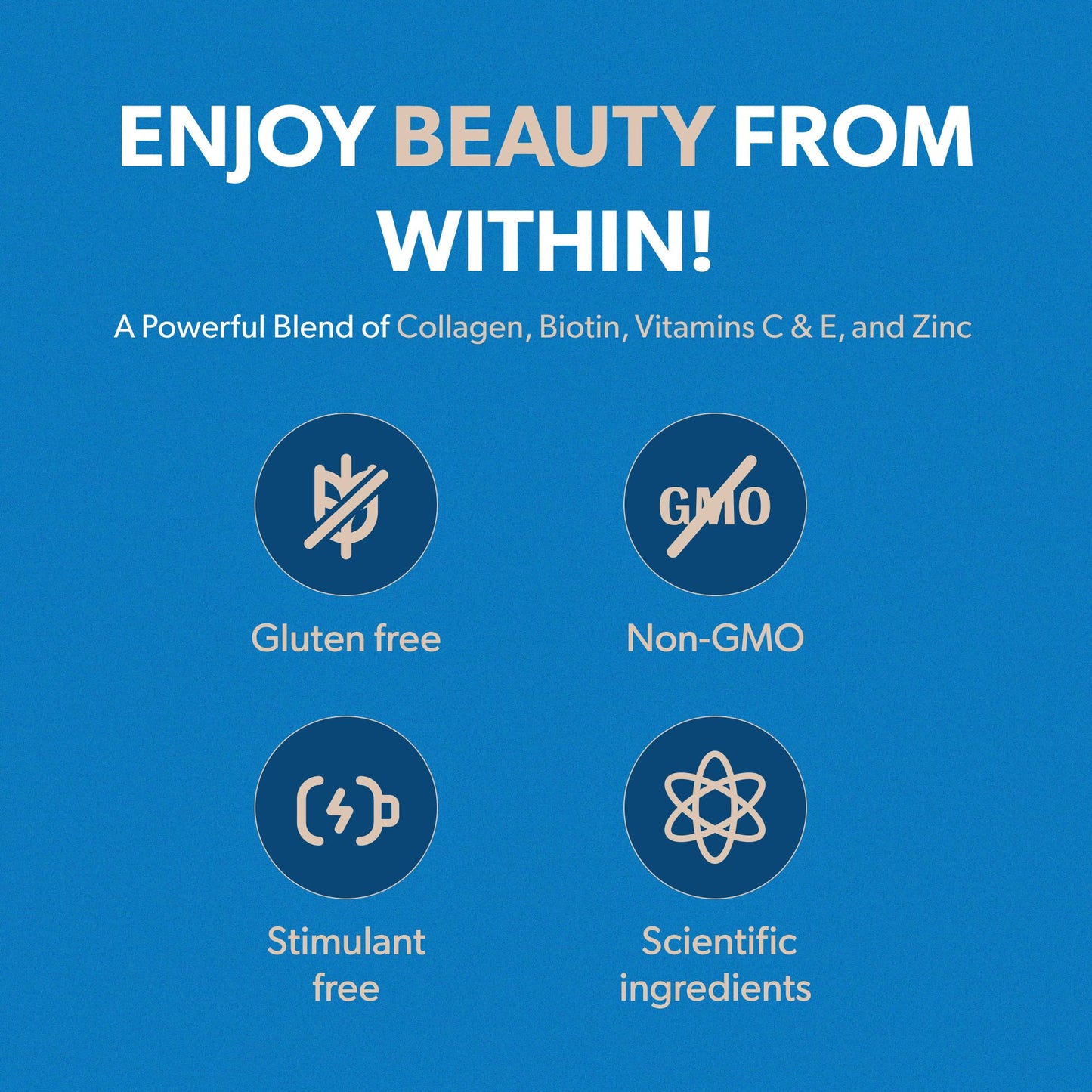 BIOMA Hair, Skin & Nails Beauty Gummies – Biotin, Collagen, Zinc & Vitamins C & E | Gluten-Free | 60 Gummies (30-Day Supply)