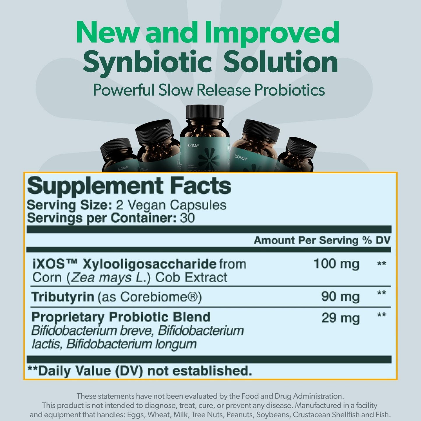 BIOMA Probiotics – Digestive Health Probiotic with XOS, Tributyrin & Bifidobacterium — 180 Delayed-Release Capsules (90-Day Supply)