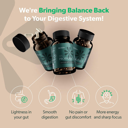BIOMA Probiotics – Digestive Health Probiotic with XOS, Tributyrin & Bifidobacterium — 180 Delayed-Release Capsules (90-Day Supply)