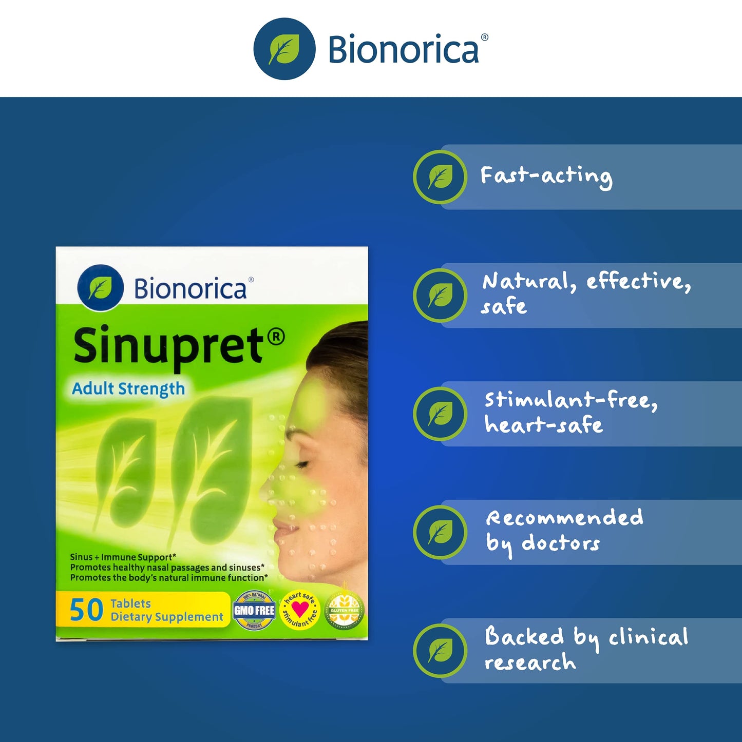 Bionorica Sinupret Adult Strength - Natural Sinus & Immune Support - 50 Tablets