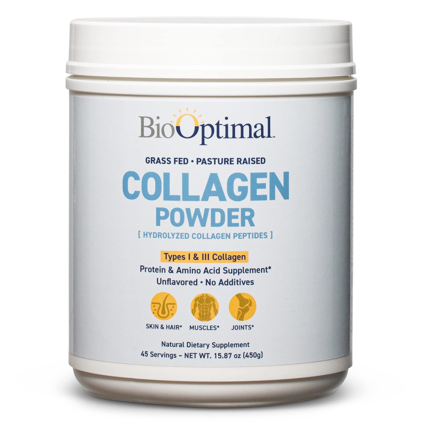 BioOptimal Collagen Peptides Powder – Grass-Fed & Non-GMO, Zero Sugar (45 Servings)