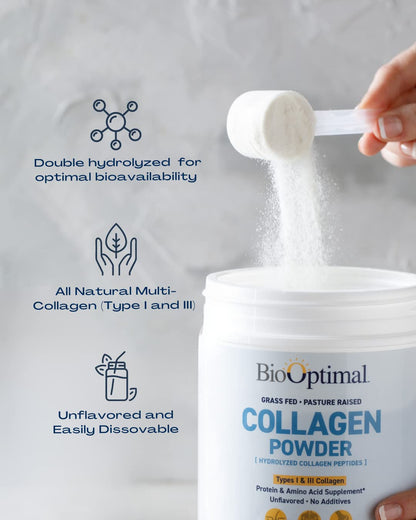 BioOptimal Collagen Peptides Powder – Grass-Fed & Non-GMO, Zero Sugar (45 Servings)