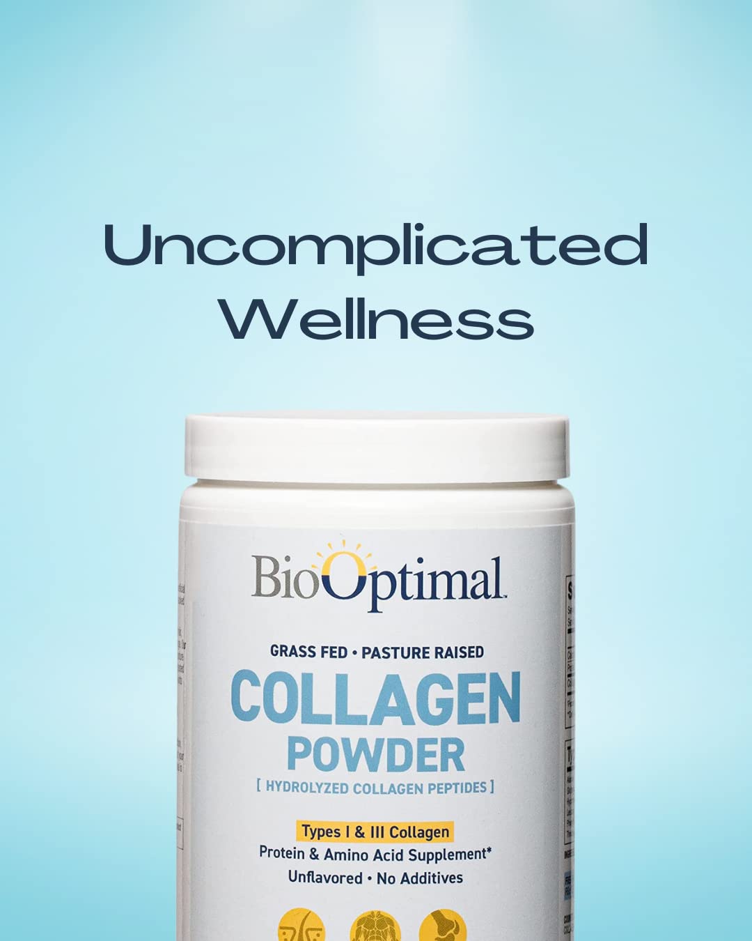 BioOptimal Collagen Peptides Powder – Grass-Fed, Pasture-Raised Hydrolyzed Protein Supplement for Skin, Hair & Nails – Non-GMO, Zero Sugar | 30 Servings