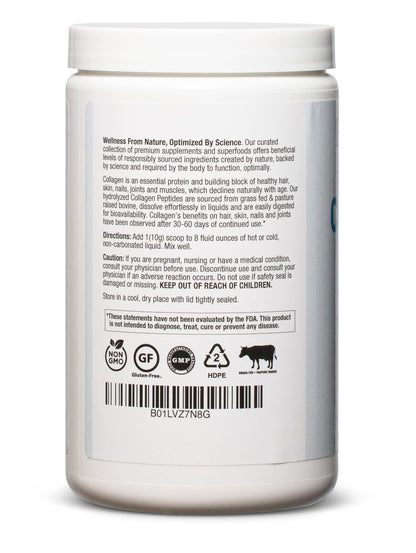 BioOptimal Collagen Peptides Powder – Grass-Fed, Pasture-Raised Hydrolyzed Protein Supplement for Skin, Hair & Nails – Non-GMO, Zero Sugar | 30 Servings