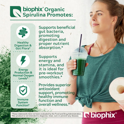 Biophix Organic Spirulina Powder - 2.2 Lbs, 100% Pure, Vegan, Non-GMO, USDA Certified