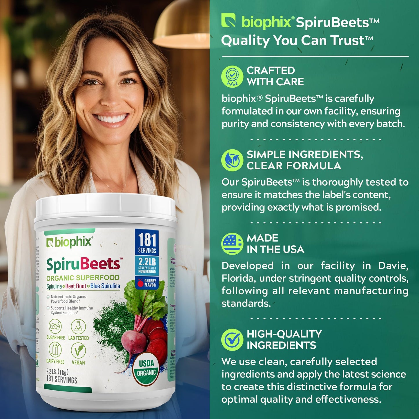 Biophix SpiruBeets 2.2 lb – Spirulina Beet Root Protein-Rich Superfood