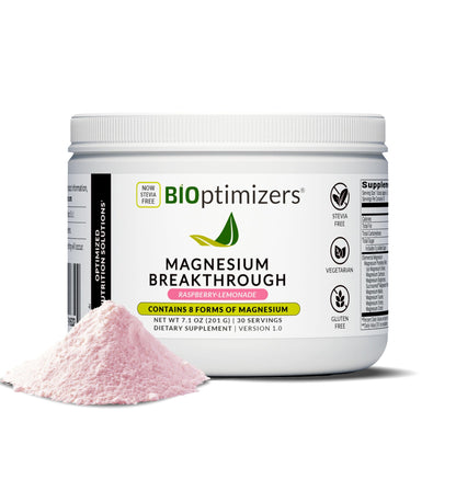 BIOptimizers Magnesium Breakthrough Drink – 8 Magnesium Forms, Electrolytes & Sleep | Raspberry Lemon