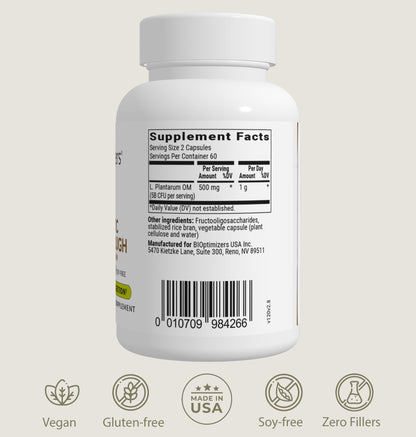BiOptimizers Probiotic Breakthrough | Lactobacillus Plantarum OM Probiotics & Prebiotics for Gut, Digestive & Immune Support | 30 Vegan Capsules