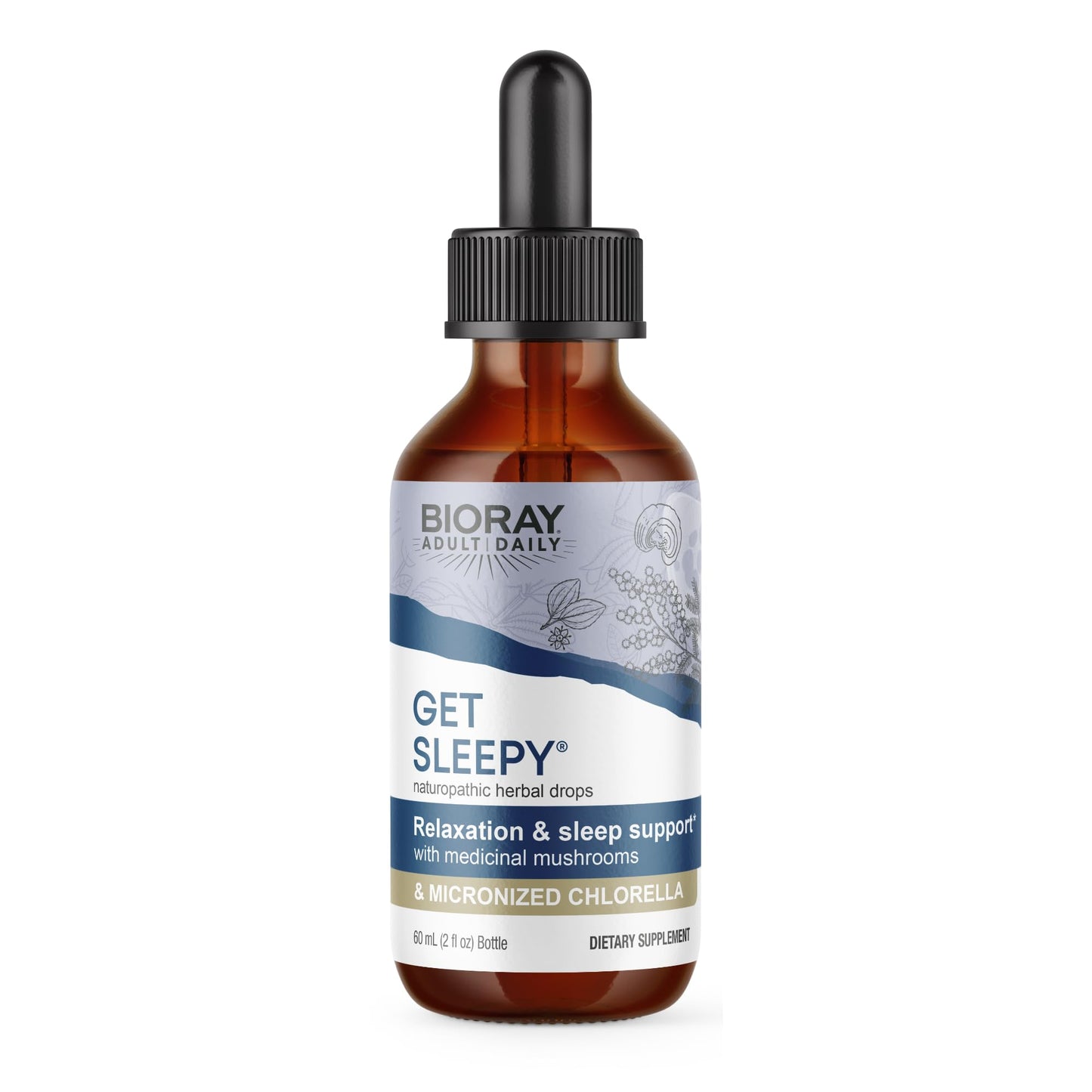 BIORAY Daily Get Sleepy – Sleep Support Liquid with Medicinal Mushrooms & Micronized Chlorella