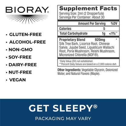 BIORAY Daily Get Sleepy – Sleep Support Liquid with Medicinal Mushrooms & Micronized Chlorella