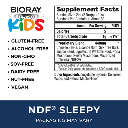 BIORAY Kids NDF Sleepy Maple - 2 fl oz | Restful Night Sleep for Kids | Non-GMO, Vegan, Gluten Free