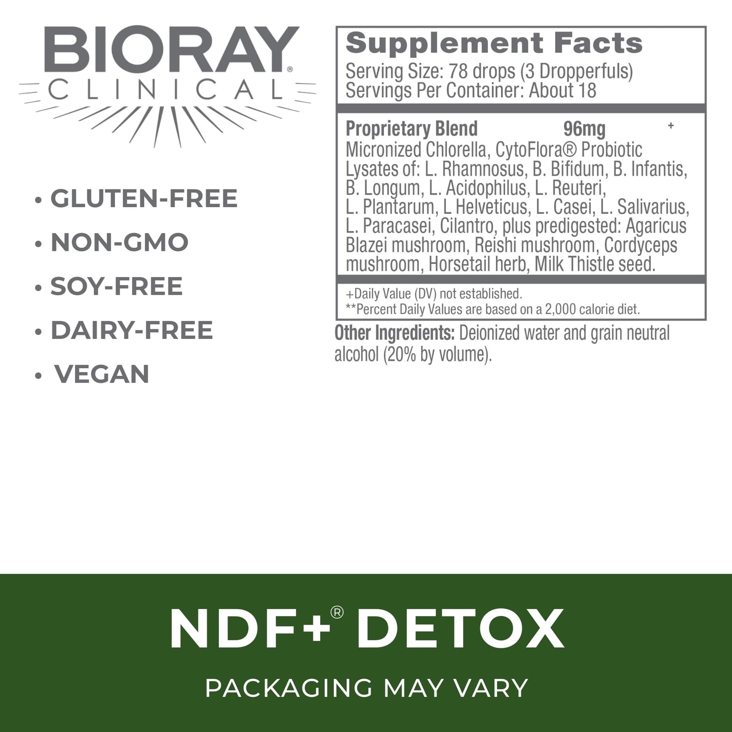 BIORAY Clinical NDF Plus 1 fl oz – Naturally Removes Toxins (Non-GMO, Vegetarian, Gluten Free)