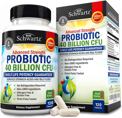 BioSchwartz Daily Probiotic – 40B CFU for Gut Health, 120 Count