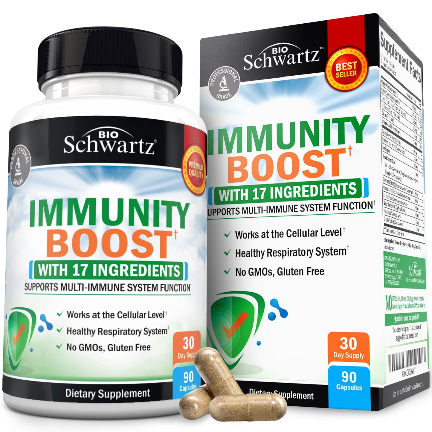 BioSchwartz Immune Support Supplement | Vitamin C, Zinc & Elderberry
