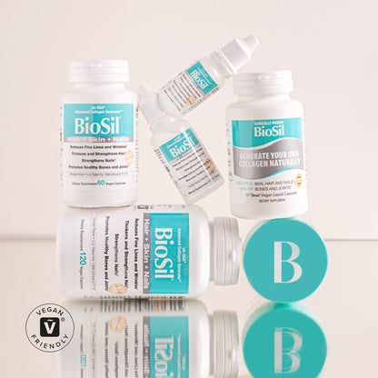 Biosil 120 Vegan Capsules – Pack of 2 with ch-OSA | Collagen Support for Hair, Skin & Nails | GMO Free
