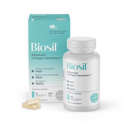 Biosil Collagen Booster Supplement - 30 Original Capsules - Patented ch-OSA Activator for Skin, Hair, Nails & Joints - Supports Natural Production - 15-Day Supply