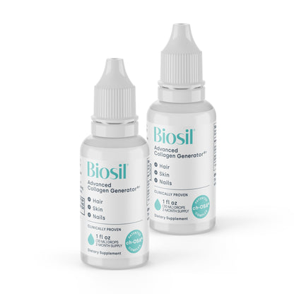 Biosil Collagen Booster Drops - Patented ch-OSA Activator for Skin, Hair, Nails & Joints (1 fl oz x 2)