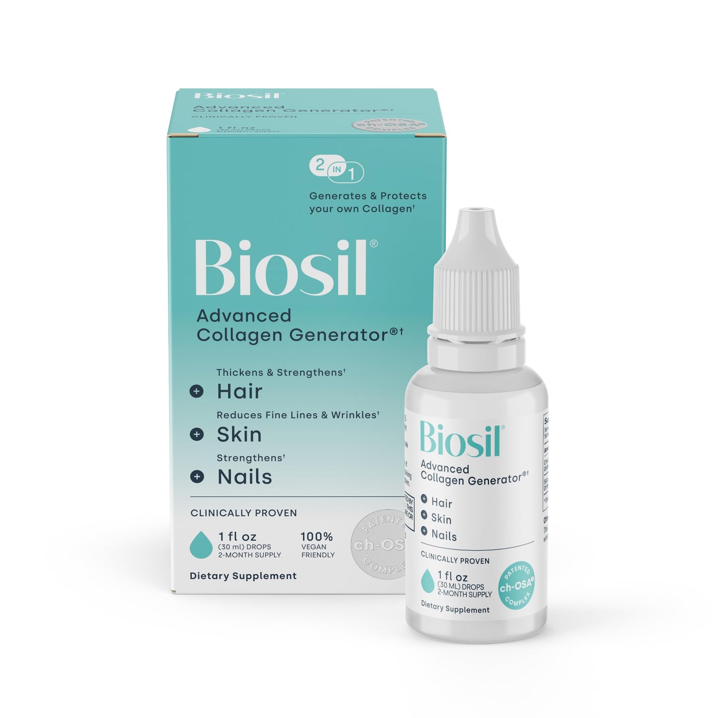 Biosil Collagen Generator Drops with ch-OSA – 1 fl oz – 60-Day Supply