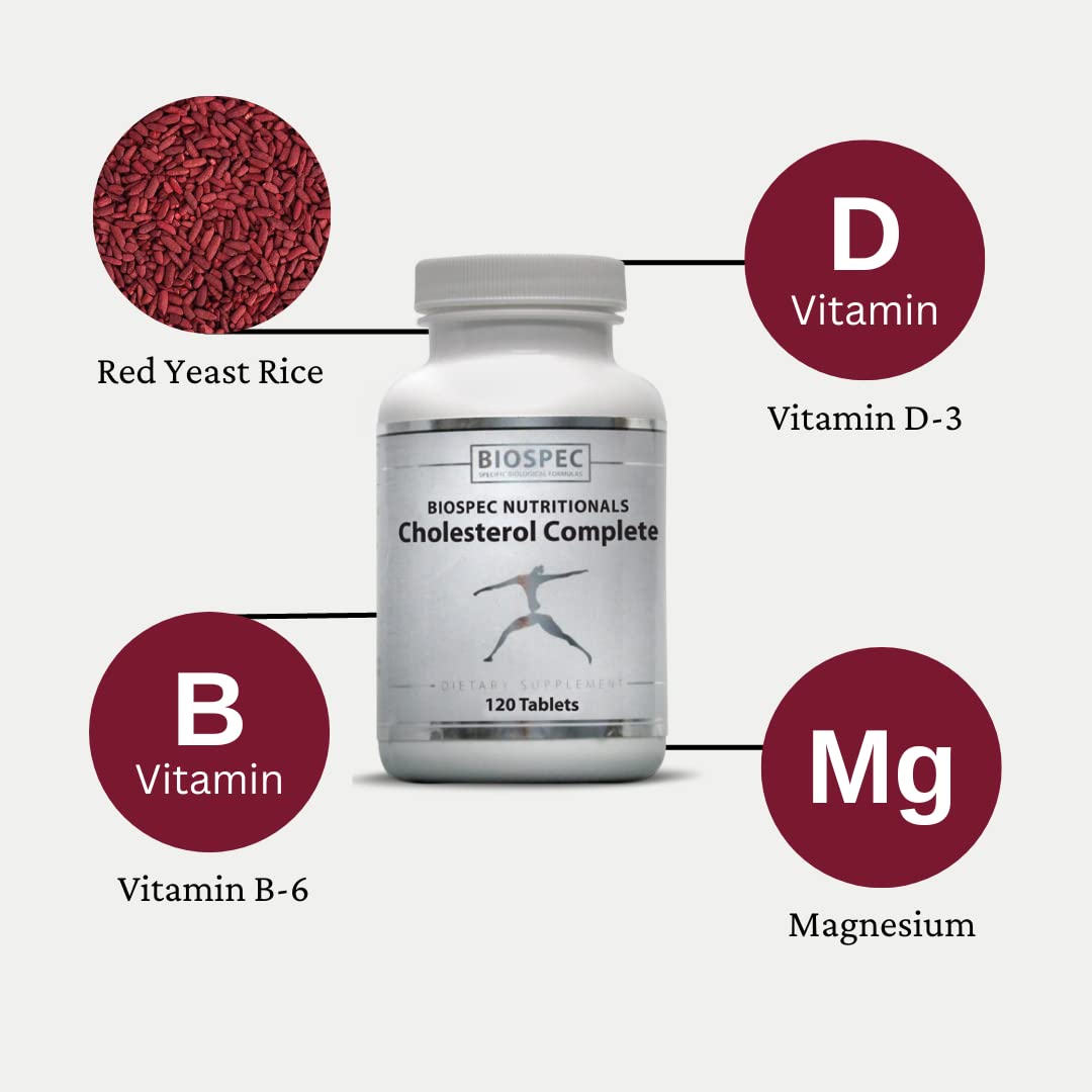 BIOSPEC NUTRITIONALS Cholesterol Complete - Natural Cholesterol & Heart Health Support (Red Yeast Rice, CO-Q-10, Hawthorn, Magnesium) 240 Tablets