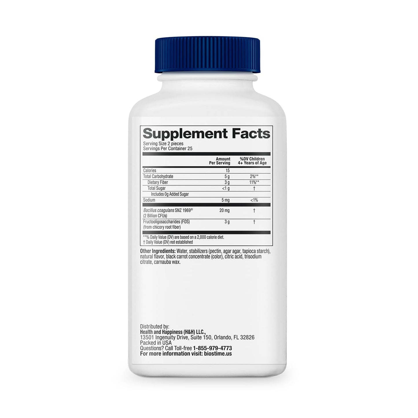 Biostime Kids Prebiotic & Probiotic Gummies (Ages 4+) | Probiotics for Kids | Includes 2 Billion CFU to Support Digestive Health| No added sugar Fruity Bites | Free from Top 9 Allergens |50 Count