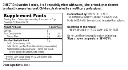 BiotaGen Prebiotic Powder by Klaire Labs | Inulin, Arabinogalactan & Beta-Glucan for Gut Microbiota (30 Servings, 150 g)