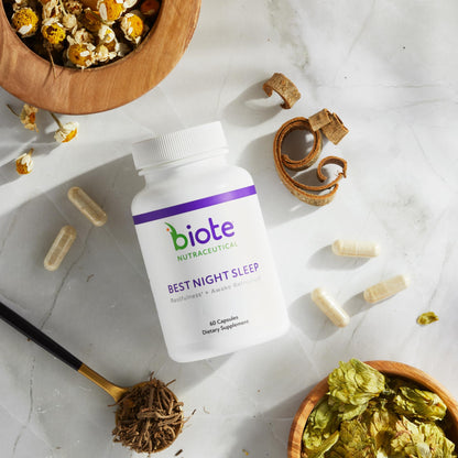 Biote Nutraceuticals Best Night's Sleep - Restfulness and Awake Refreshed (60 Capsules)