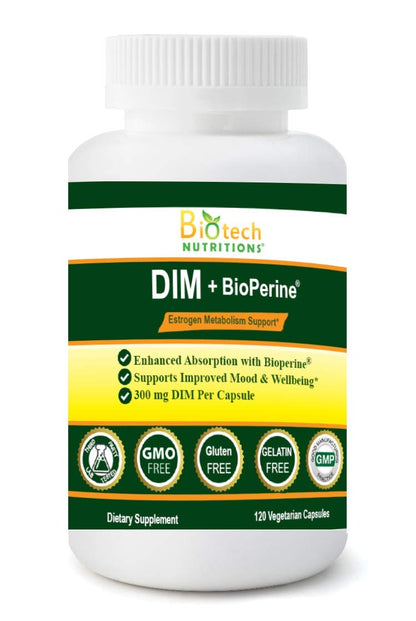 Biotech Nutrition DIM 300 mg Supplement - 120 Veg Capsules - Made in USA