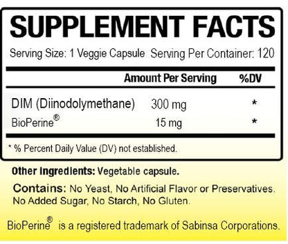 Biotech Nutrition DIM 300 mg Supplement - 120 Veg Capsules - Made in USA