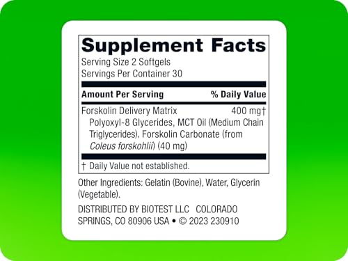 Biotest Carbolin 19 – Long-Lasting Forskolin for Fat Metabolism & Performance, 60 Softgels