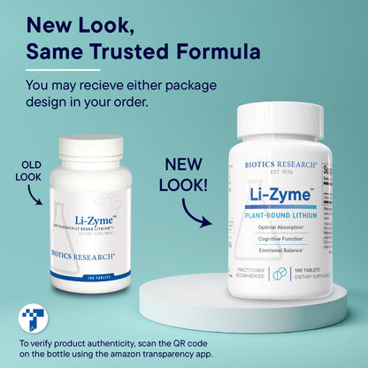 Biotics Research Li Zyme 50 mcg Lithium – Whole-Food, Phytochemically Bound, Highly Bioavailable – Brain Function, Memory & Mood Support (Pack of 2, 100 Tablets)