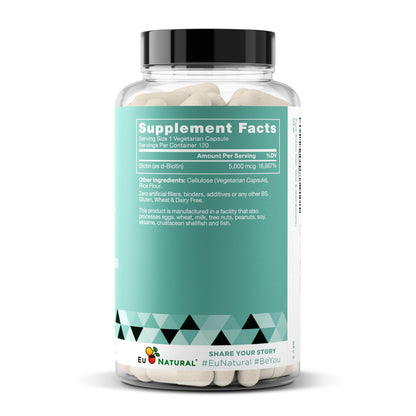 Biotin 5000 mcg Hair Skin Nails Supplement – High-Potency Vegan Soft Capsules (120)