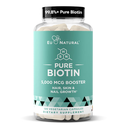 Biotin 5000 mcg Hair Skin Nails Supplement – High-Potency Vegan Soft Capsules (120)