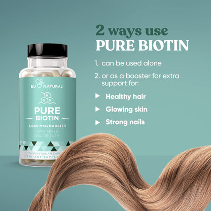 Biotin 5000 mcg Hair Skin Nails Supplement – High-Potency Vegan Soft Capsules (120)