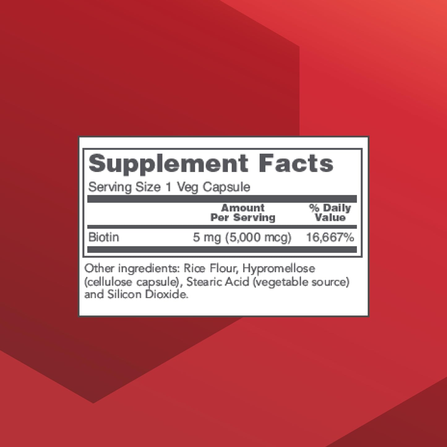 Biotin 5,000mcg Vitamin B7 – Hair, Skin & Nails | 90 Veg Caps