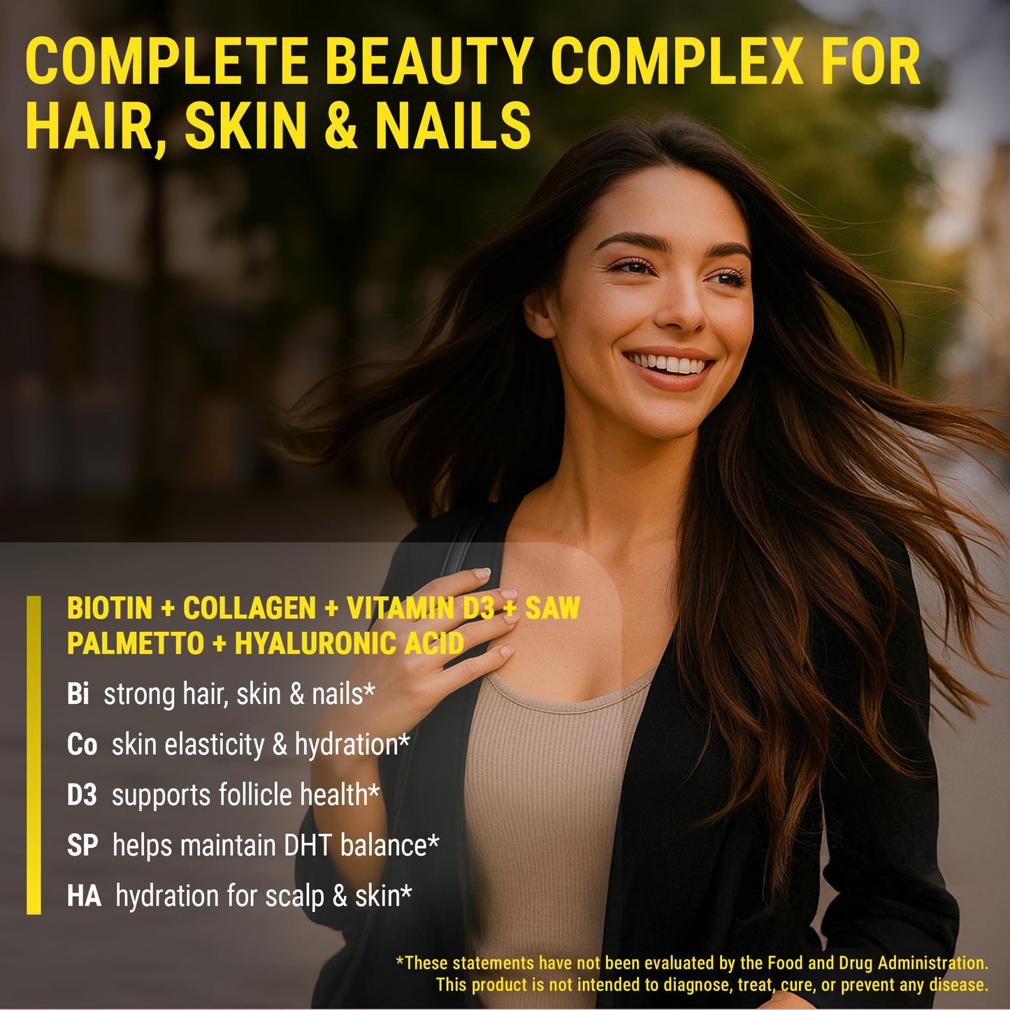 Biotin Gummies with Collagen, Vitamin D3, Saw Palmetto & Hyaluronic Acid for Hair, Skin & Nails