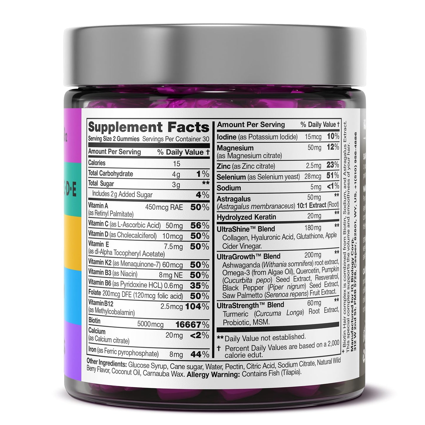 Biotin Gummies for Hair, Skin & Nails – Hair Growth Vitamins (60 Gummies)