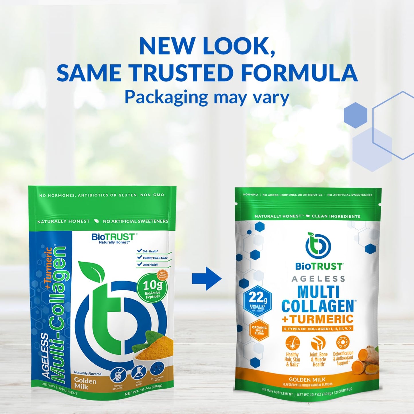 BioTrust Collagen Powder with Turmeric – 5 Types (I, II, III, V, X) Golden Milk