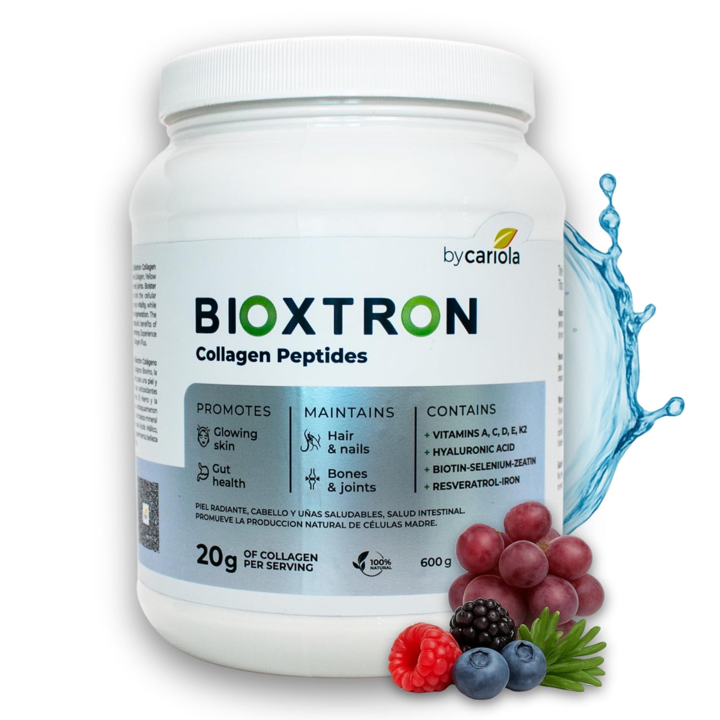 Bioxtron Collagen Peptides Powder – Unflavored Type I Bovine, 600g (30 Servings) with Hyaluronic Acid & Biotin