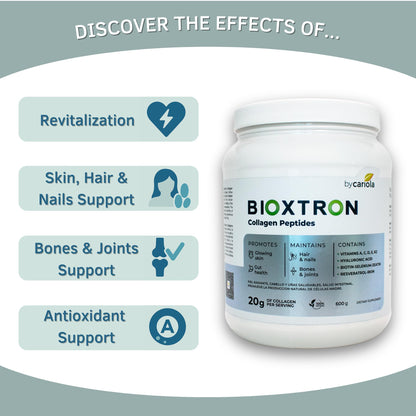 Bioxtron Collagen Peptides Powder – Unflavored Type I Bovine, 600g (30 Servings) with Hyaluronic Acid & Biotin