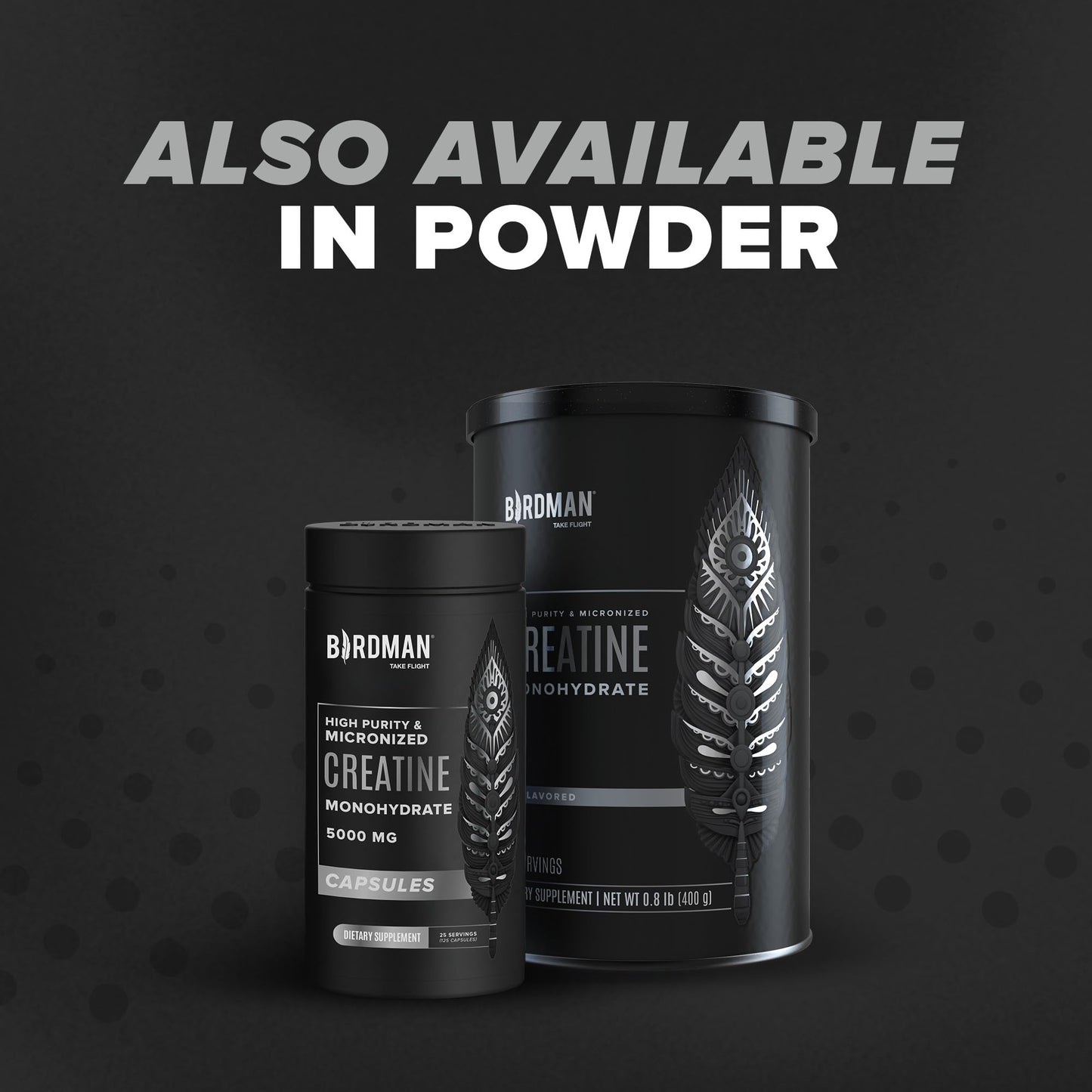 Birdman Micronized Creatine Monohydrate Capsules – Muscle Growth & Recovery | Vegan, Caffeine Free, Gluten Free, Sugar Free | 125 Capsules (25 Servings)