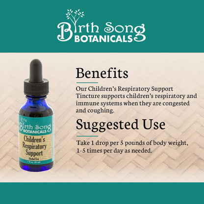 Birth Song Botanicals Children's Respiratory Support Tincture with Elderberry | Immune Support for Kids 1oz