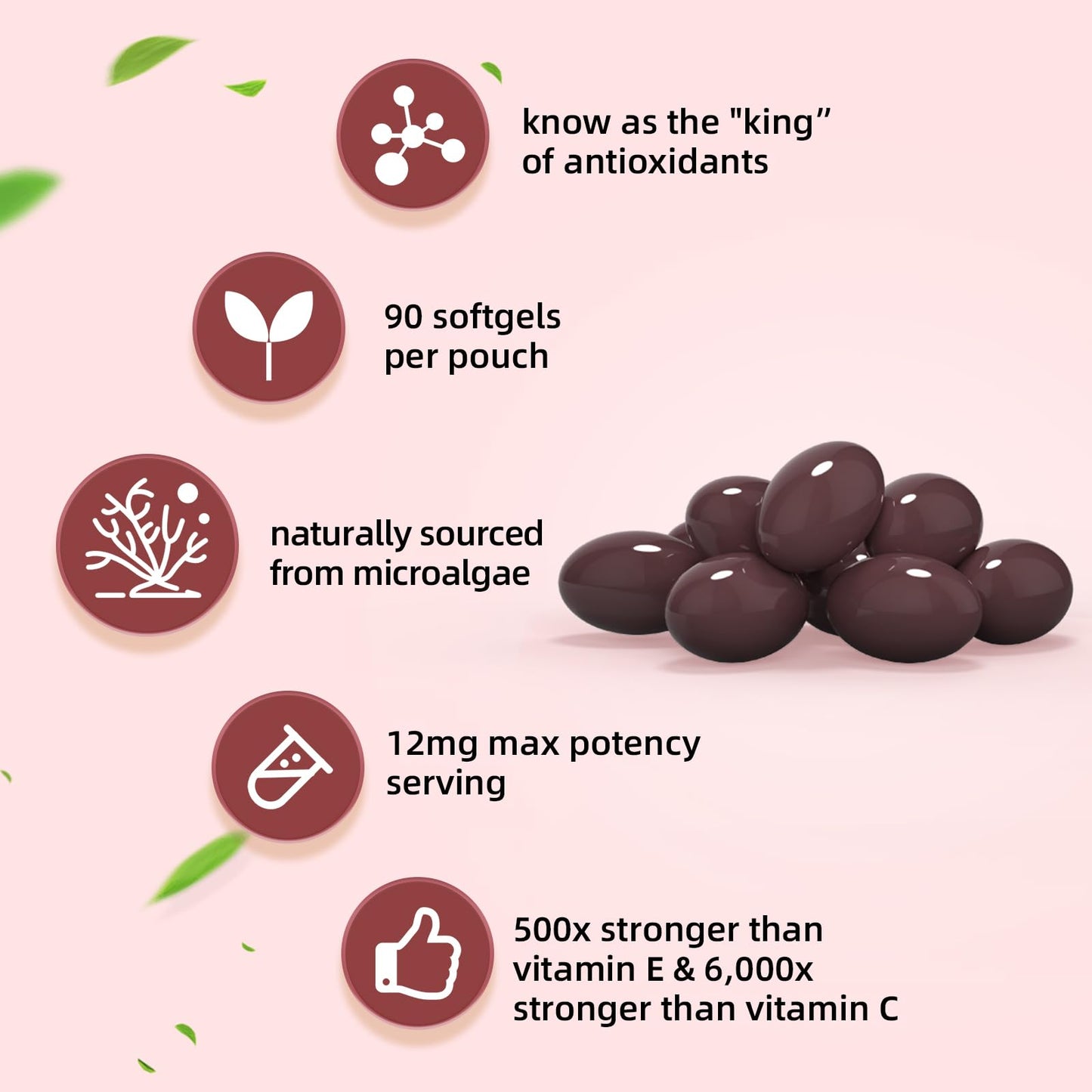 BIYODE Astaxanthin 12mg Softgels – High Potency Antioxidant (90 Softgels)
