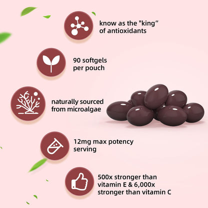 BIYODE Astaxanthin 12mg Softgels – High Potency Antioxidant (90 Softgels)