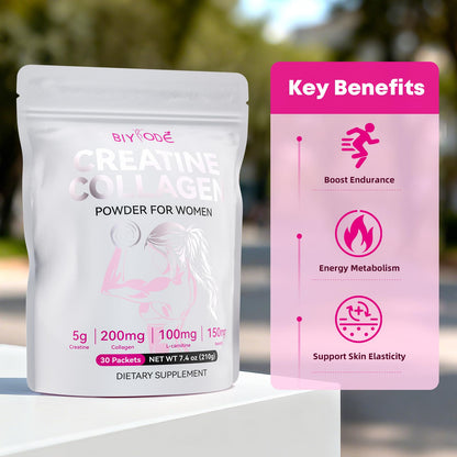 BIYODE Creatine Sticks for Women – 5g Creatine, Collagen & L-Carnitine, 30 Servings