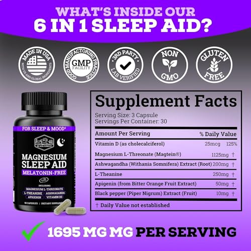 Black Forest Magnesium Sleep Aid (6-in-1) with Magtein, L-Theanine, Ashwagandha & Vitamin D