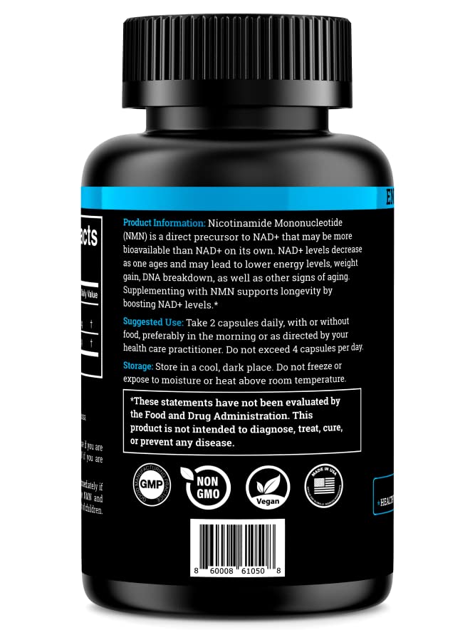 Black Forest NMN 1000mg Supplement – BioPerine Enhanced NAD Booster (60 Capsules)